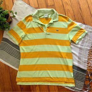 Lacoste Wide Stripe Orange and Yellow Polo Shirt